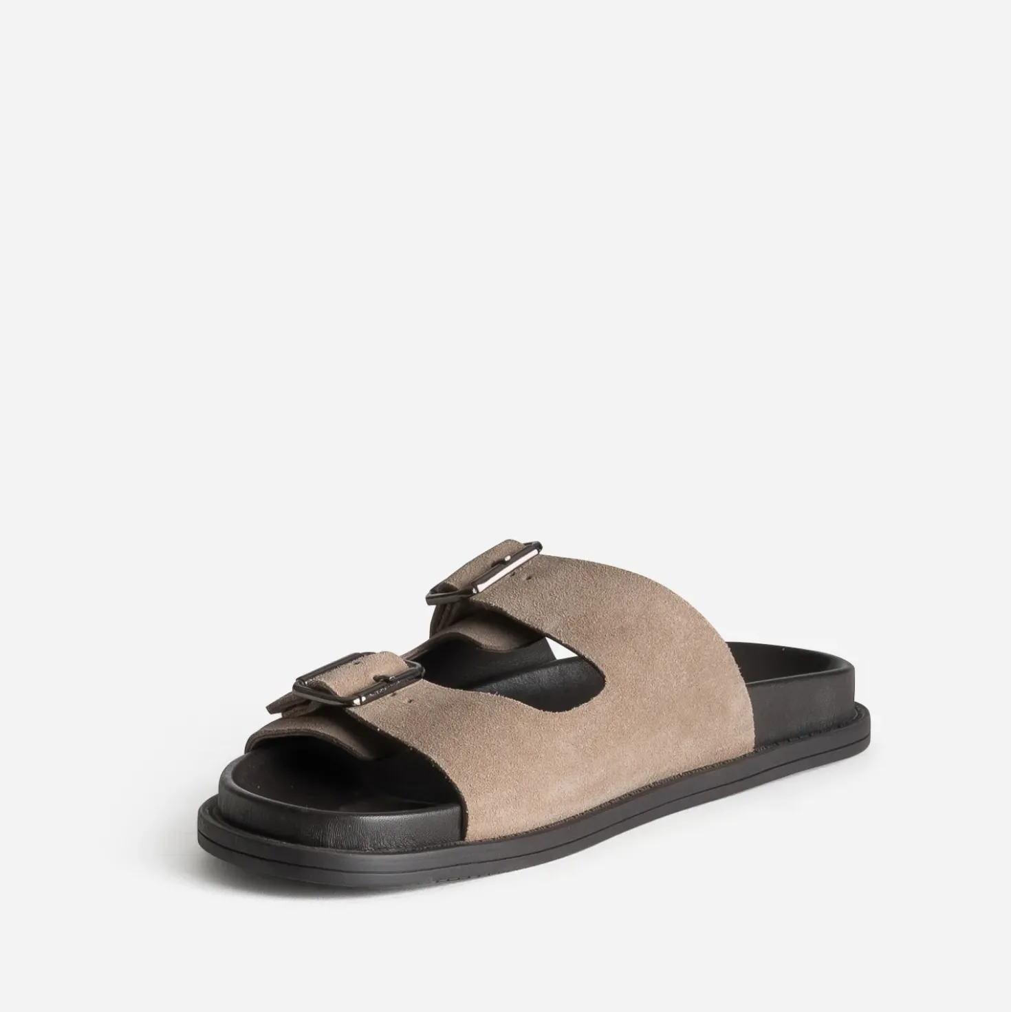 Mule anatomique taupe cuir velours