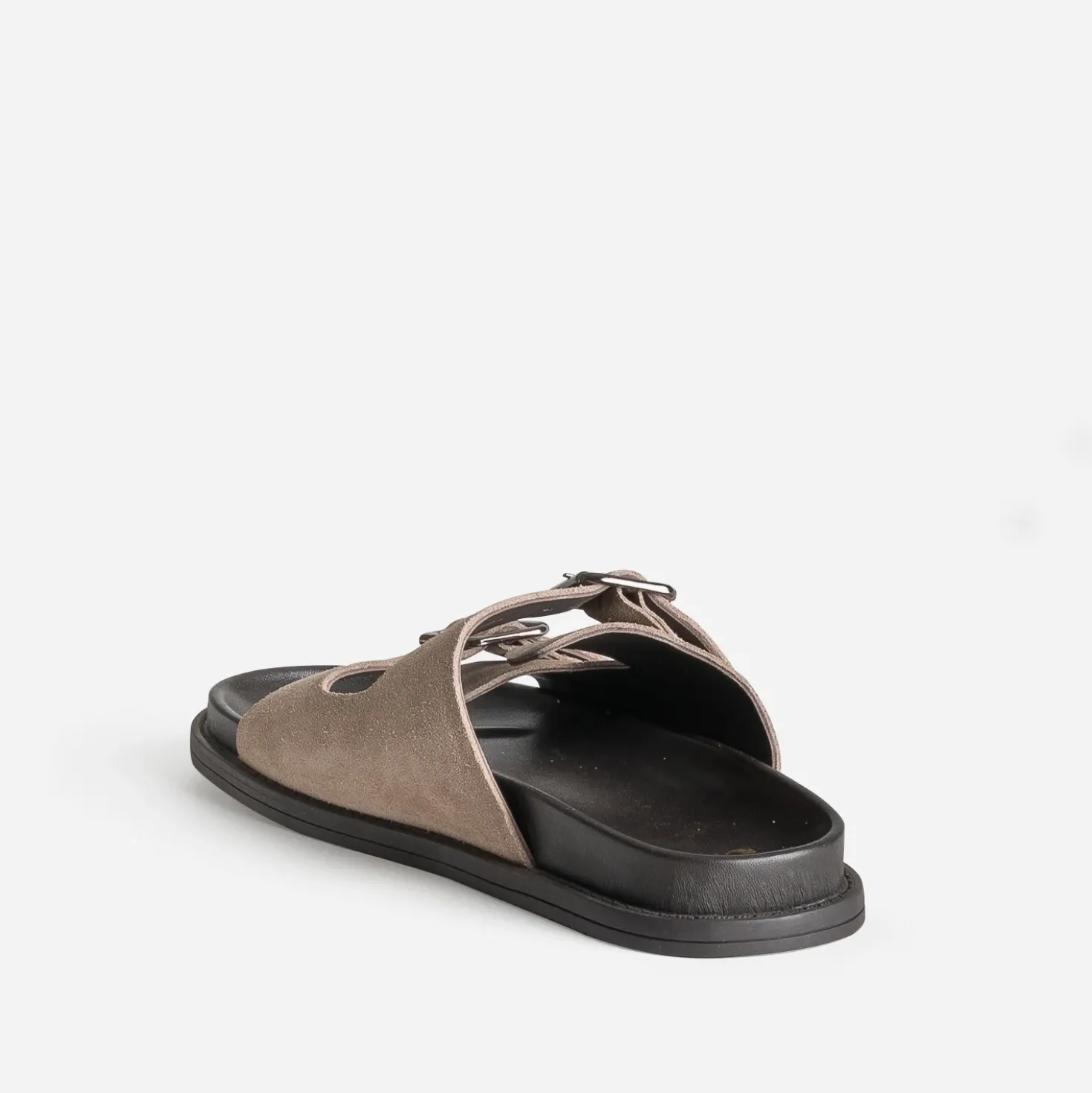 Mule anatomique taupe cuir velours