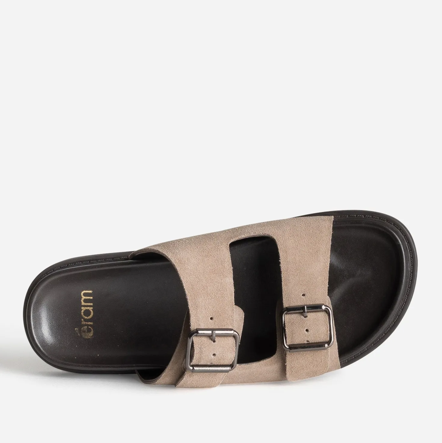 Mule anatomique taupe cuir velours
