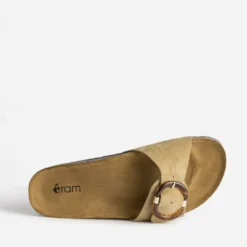 Mule anatomique taupe cuir velours