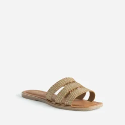 Mule beige brides tressées