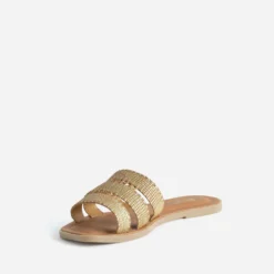 Mule beige brides tressées