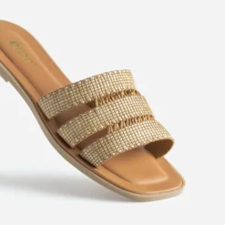 Mule beige brides tressées