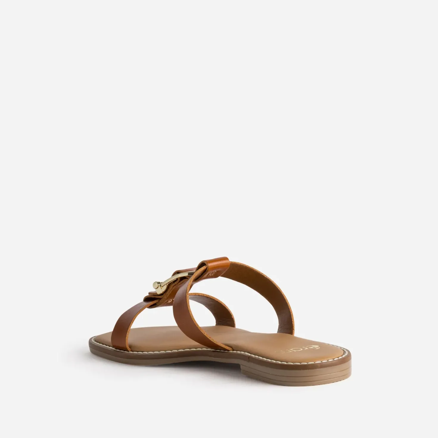 Mule camel cuir boucle fantaisie
