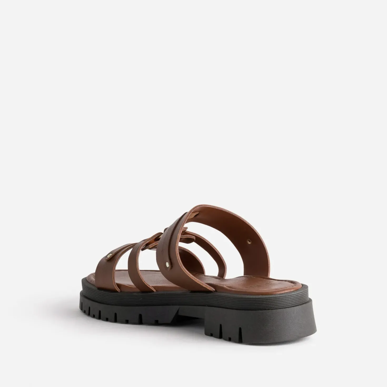 Mule camel cuir semelle crantée