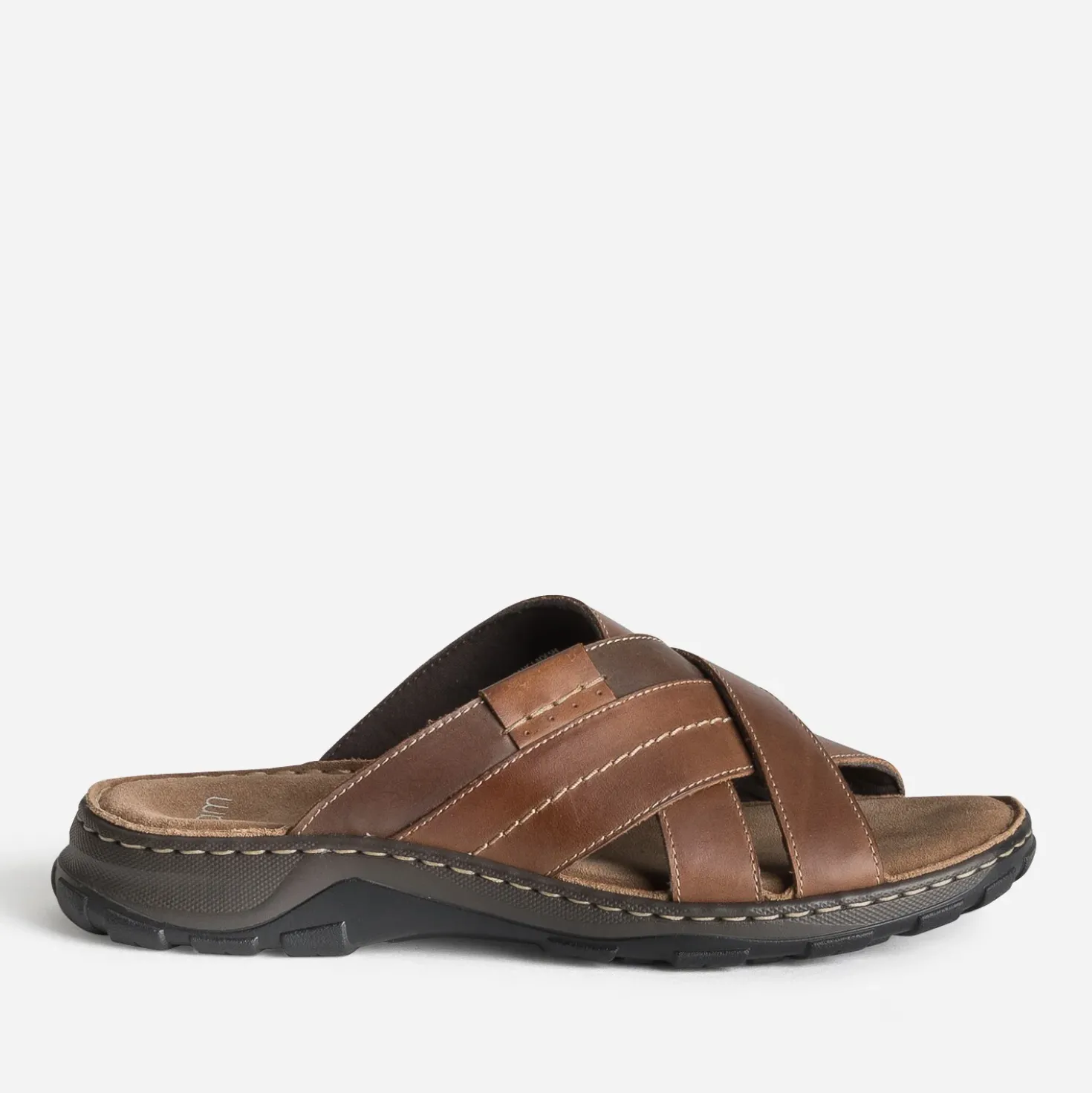 Mule confort marron cuir brides croisées