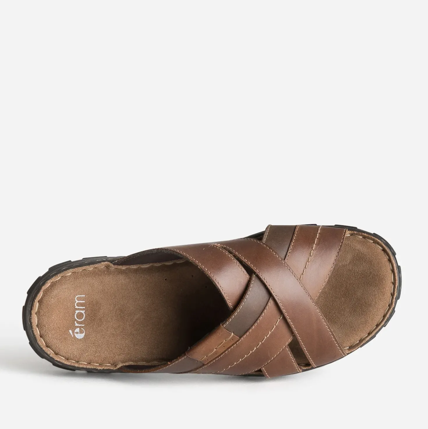 Mule confort marron cuir brides croisées