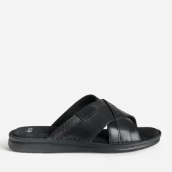 Mule confort noire cuir larges brides croisées