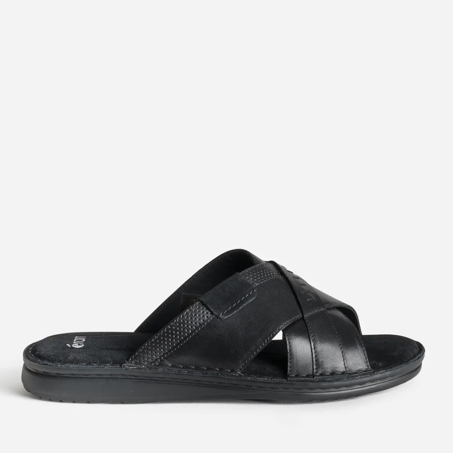 Mule confort noire cuir larges brides croisées
