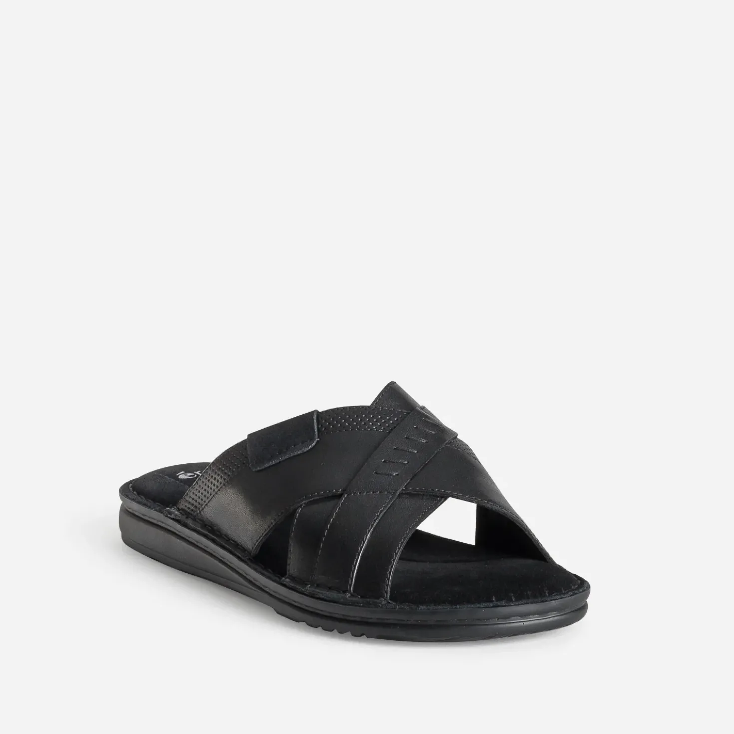 Mule confort noire cuir larges brides croisées