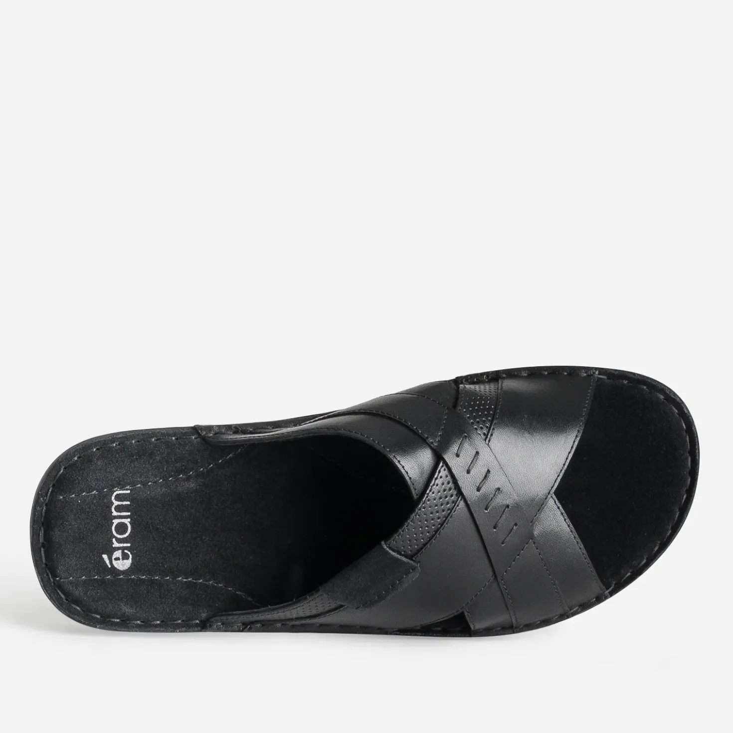 Mule confort noire cuir larges brides croisées