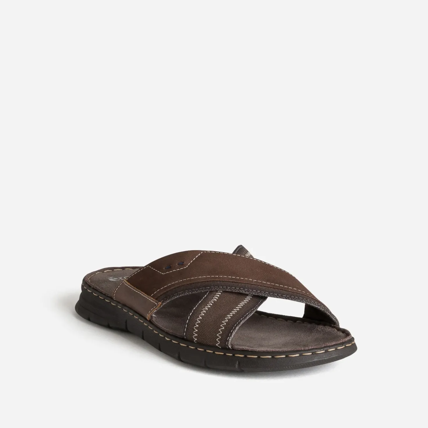 Mule marron bi-matière