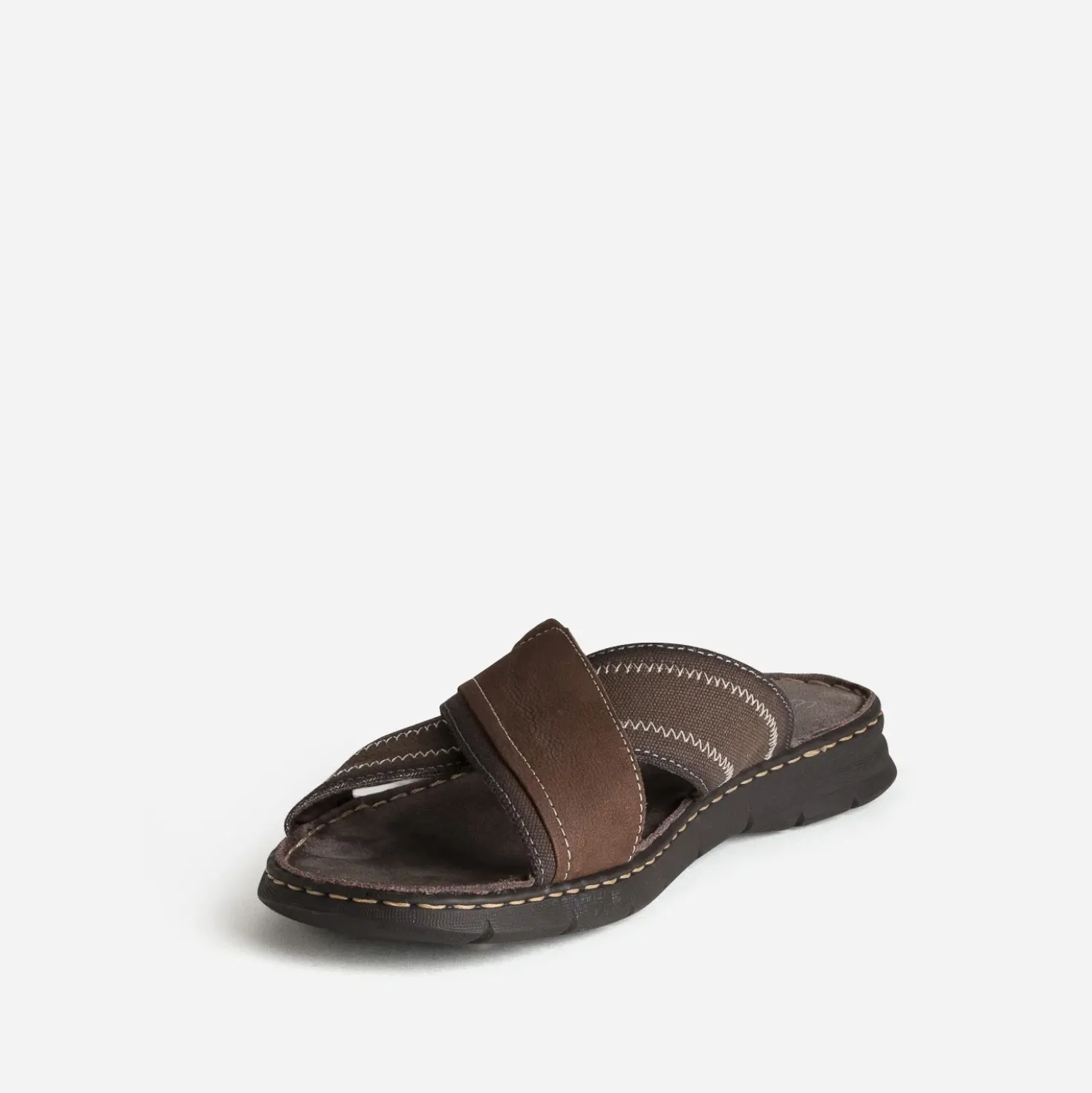 Mule marron bi-matière