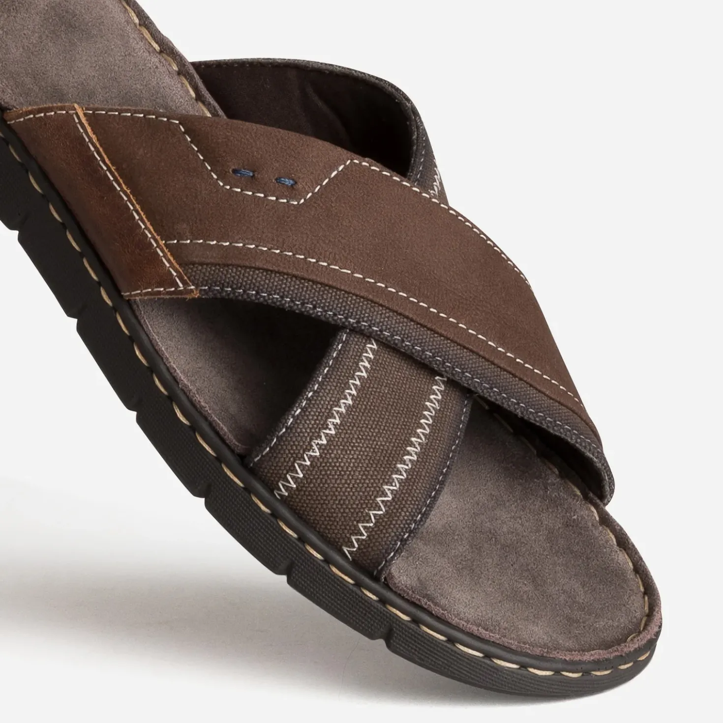 Mule marron bi-matière