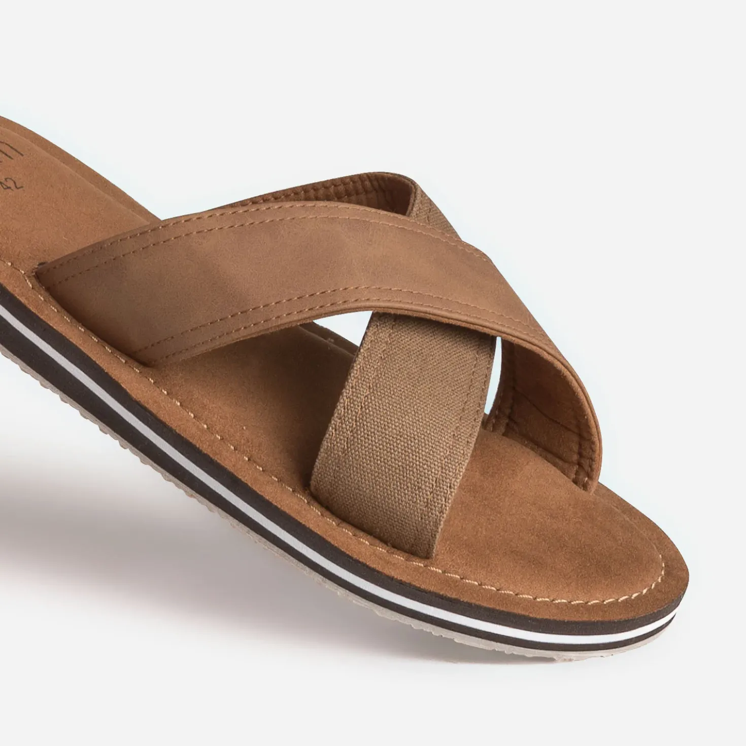 Mule marron clair bi-matière
