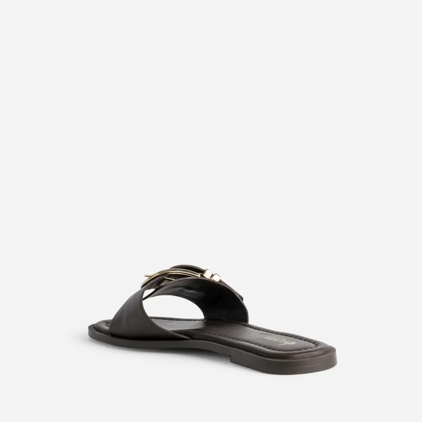Mule marron cuir à boucle