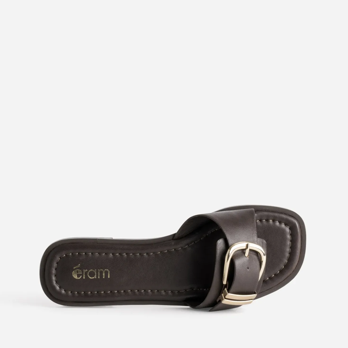 Mule marron cuir à boucle