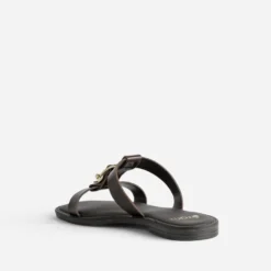 Mule marron cuir bride en T