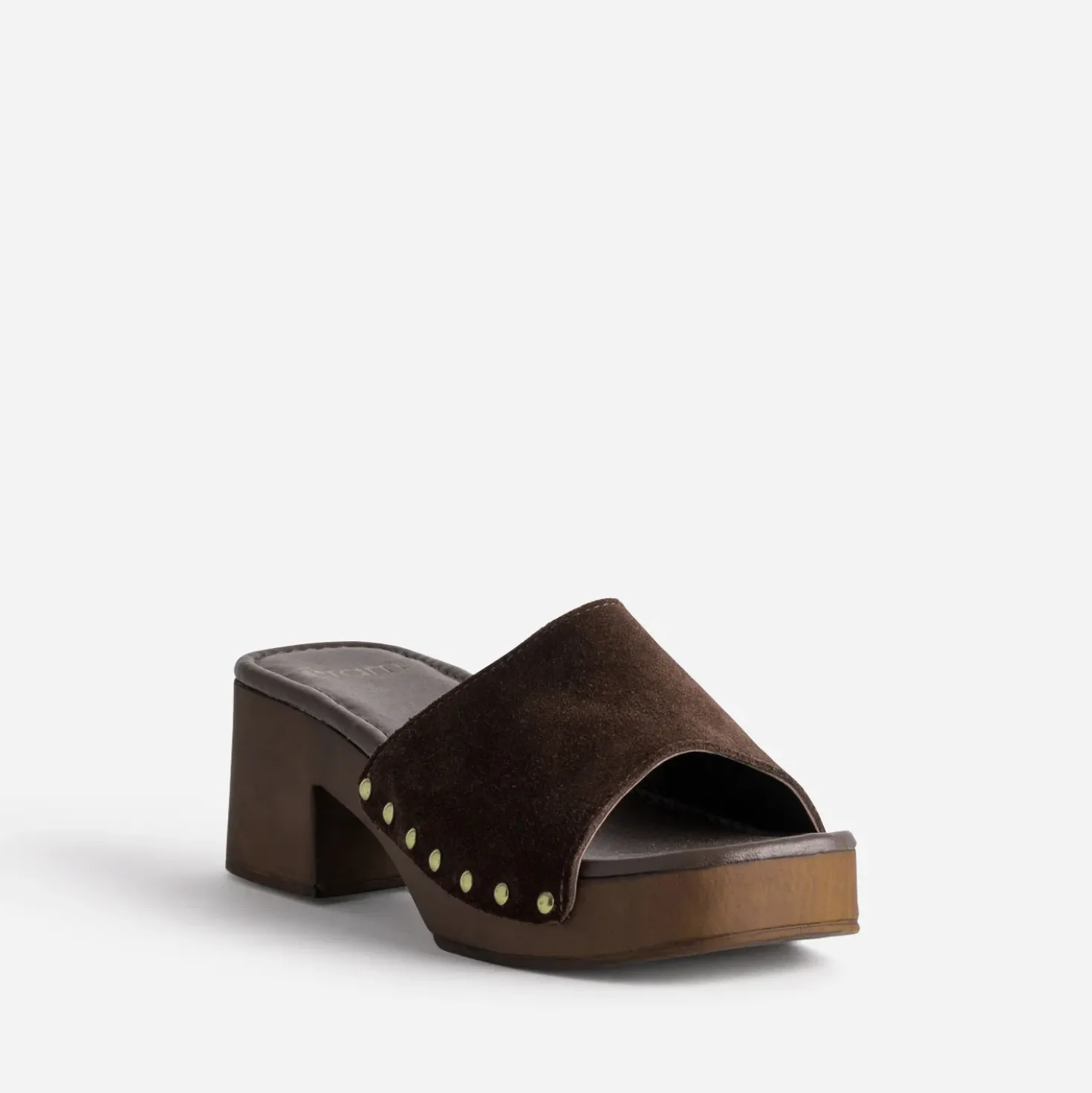 Mule marron cuir velours