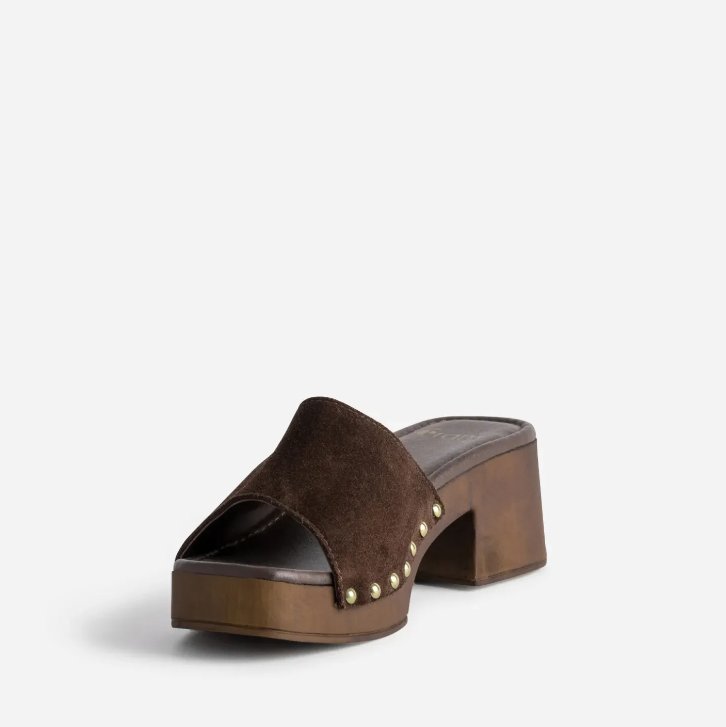 Mule marron cuir velours