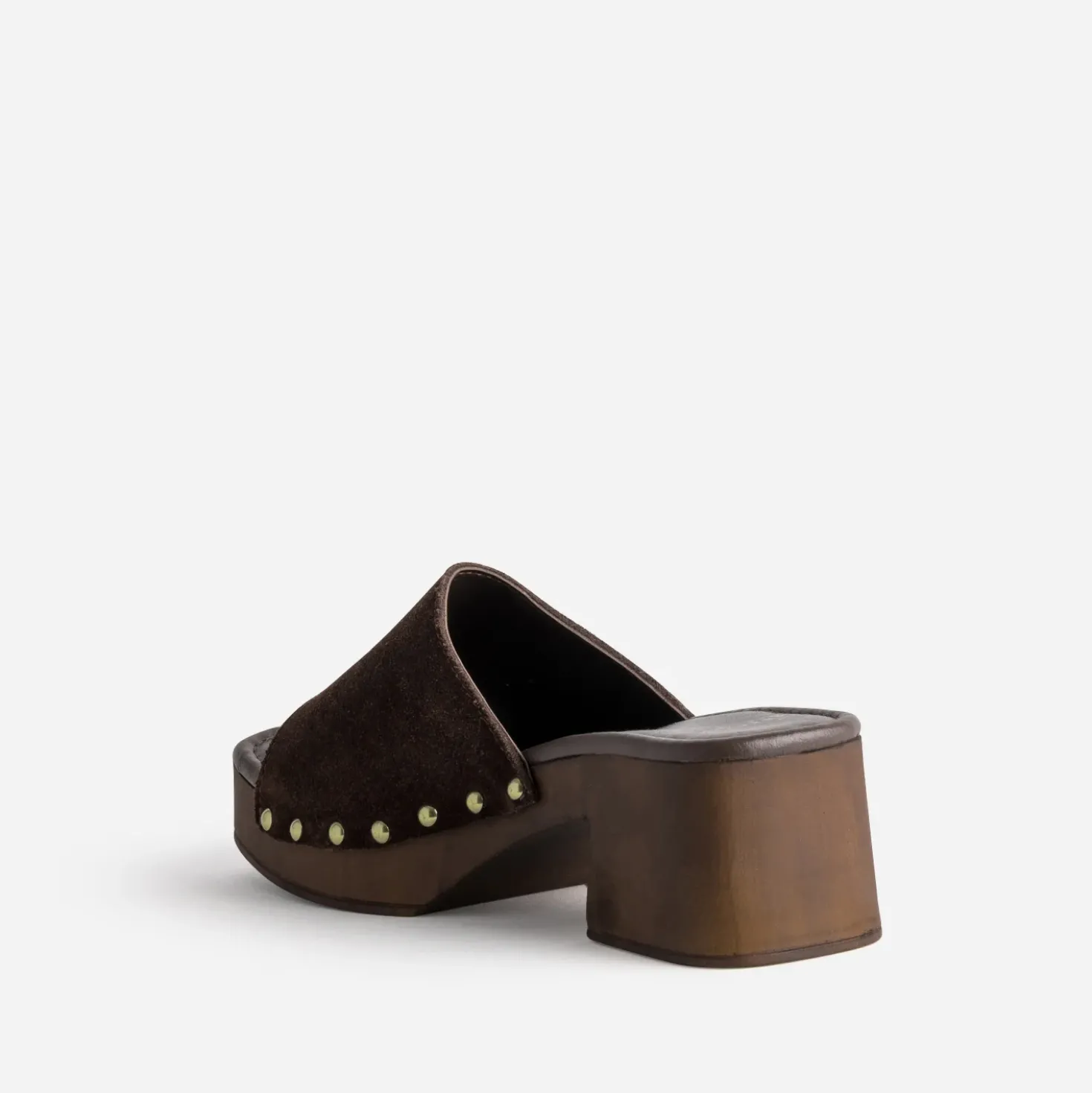 Mule marron cuir velours