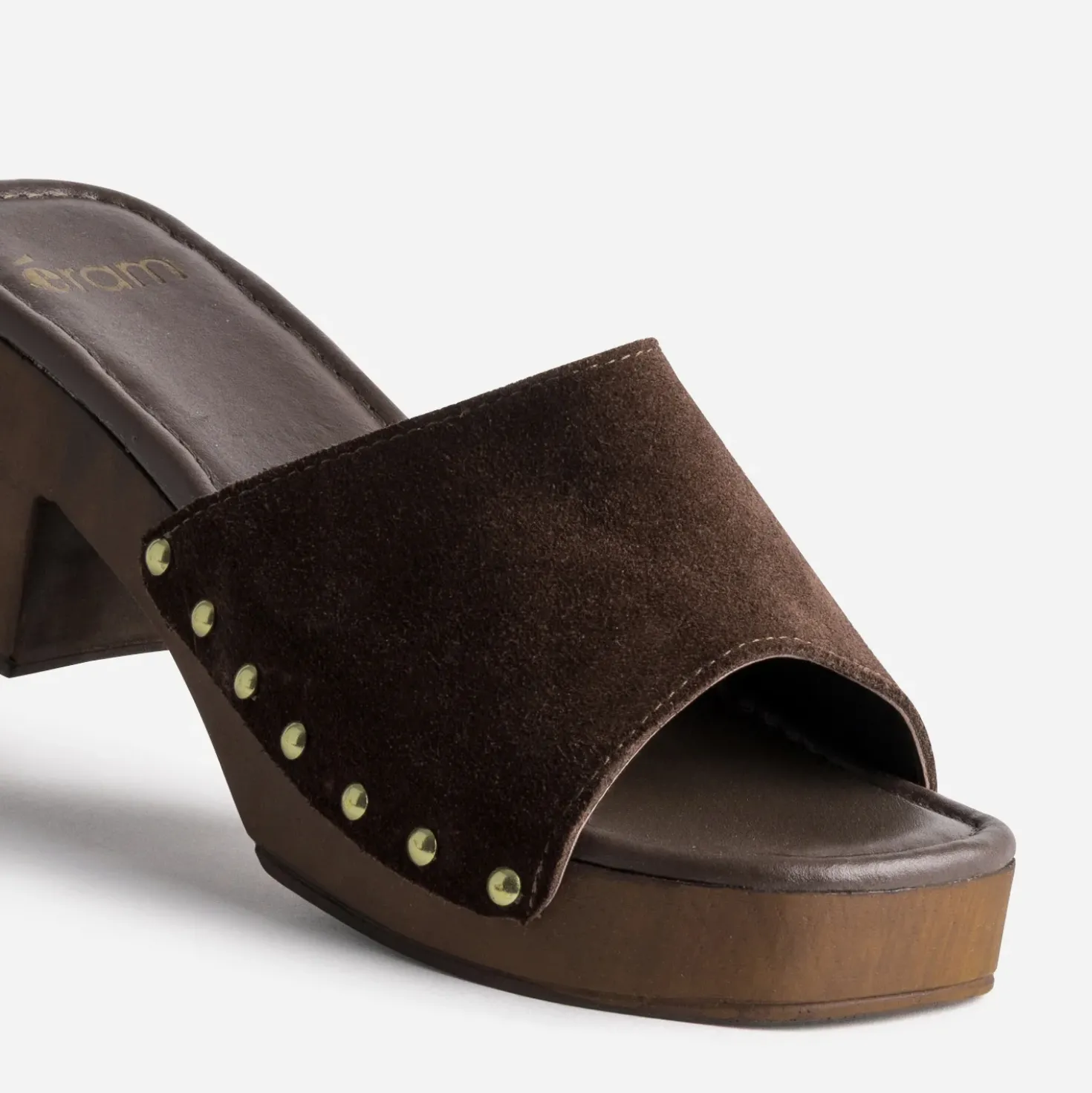 Mule marron cuir velours