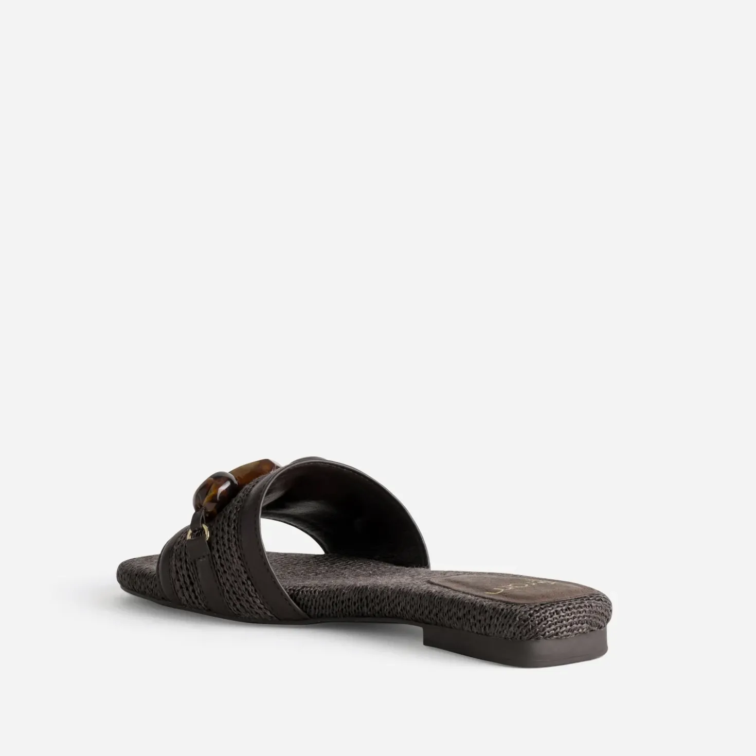 Mule marron tressée décor perles