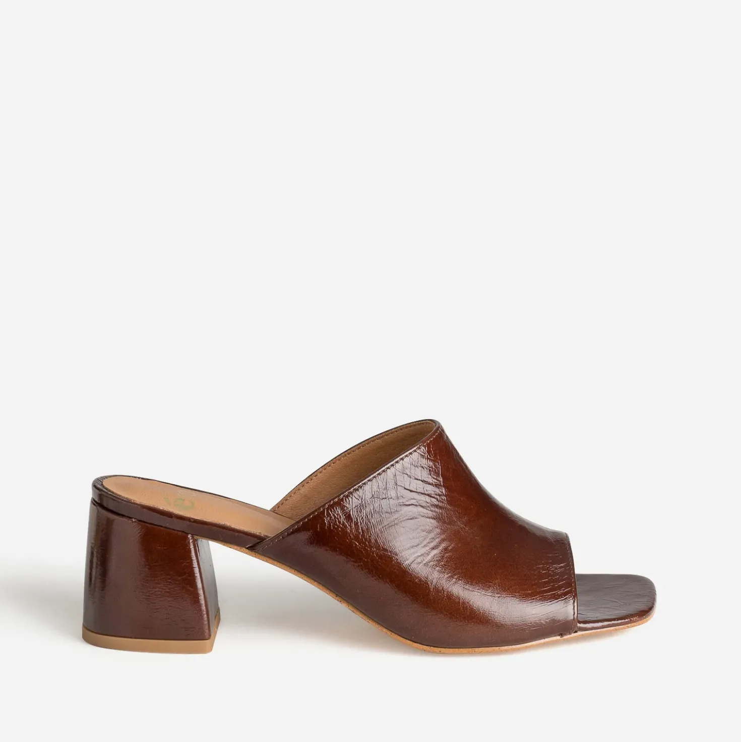 Mule marron verni à talon