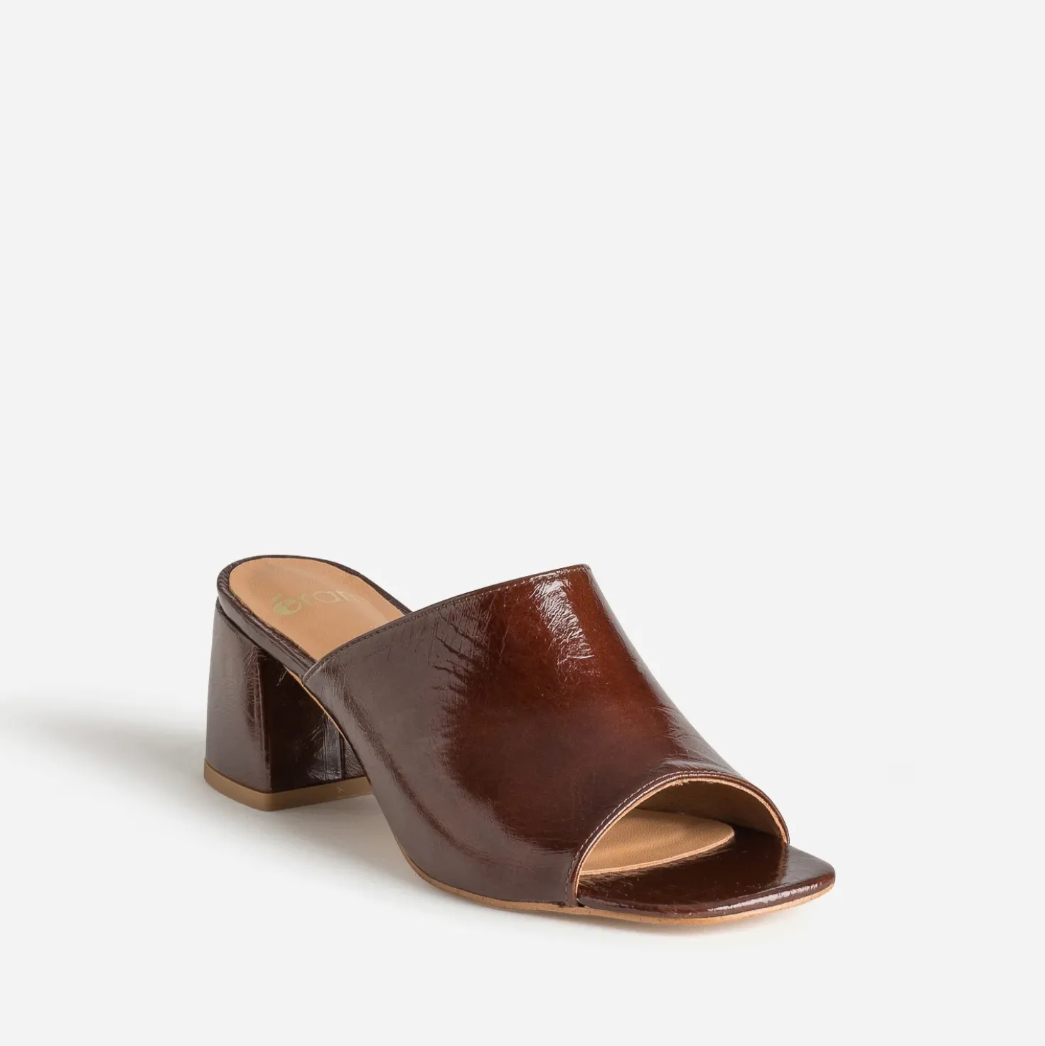 Mule marron verni à talon
