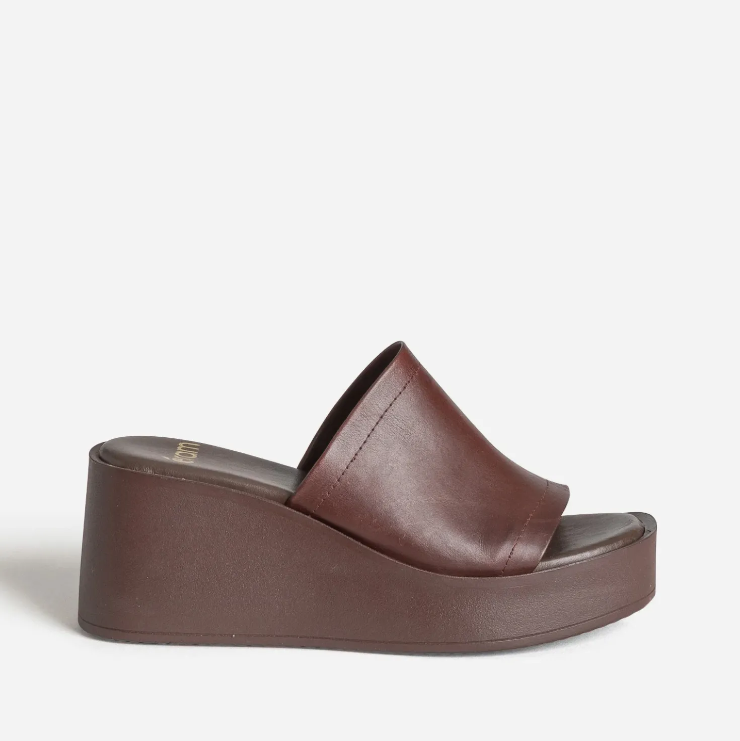 Mule plateforme marron cuir