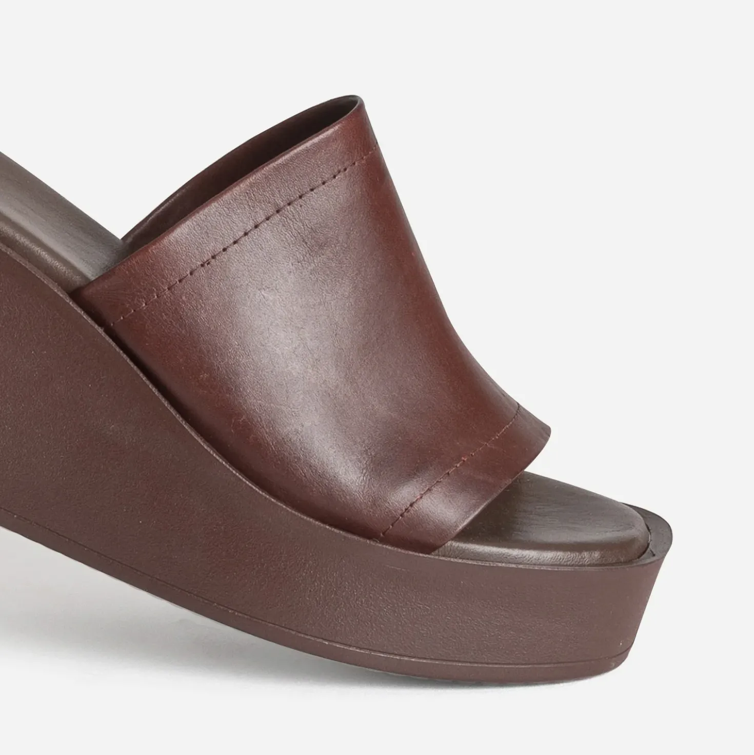 Mule plateforme marron cuir