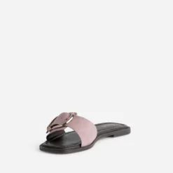 Mule rose cuir velours