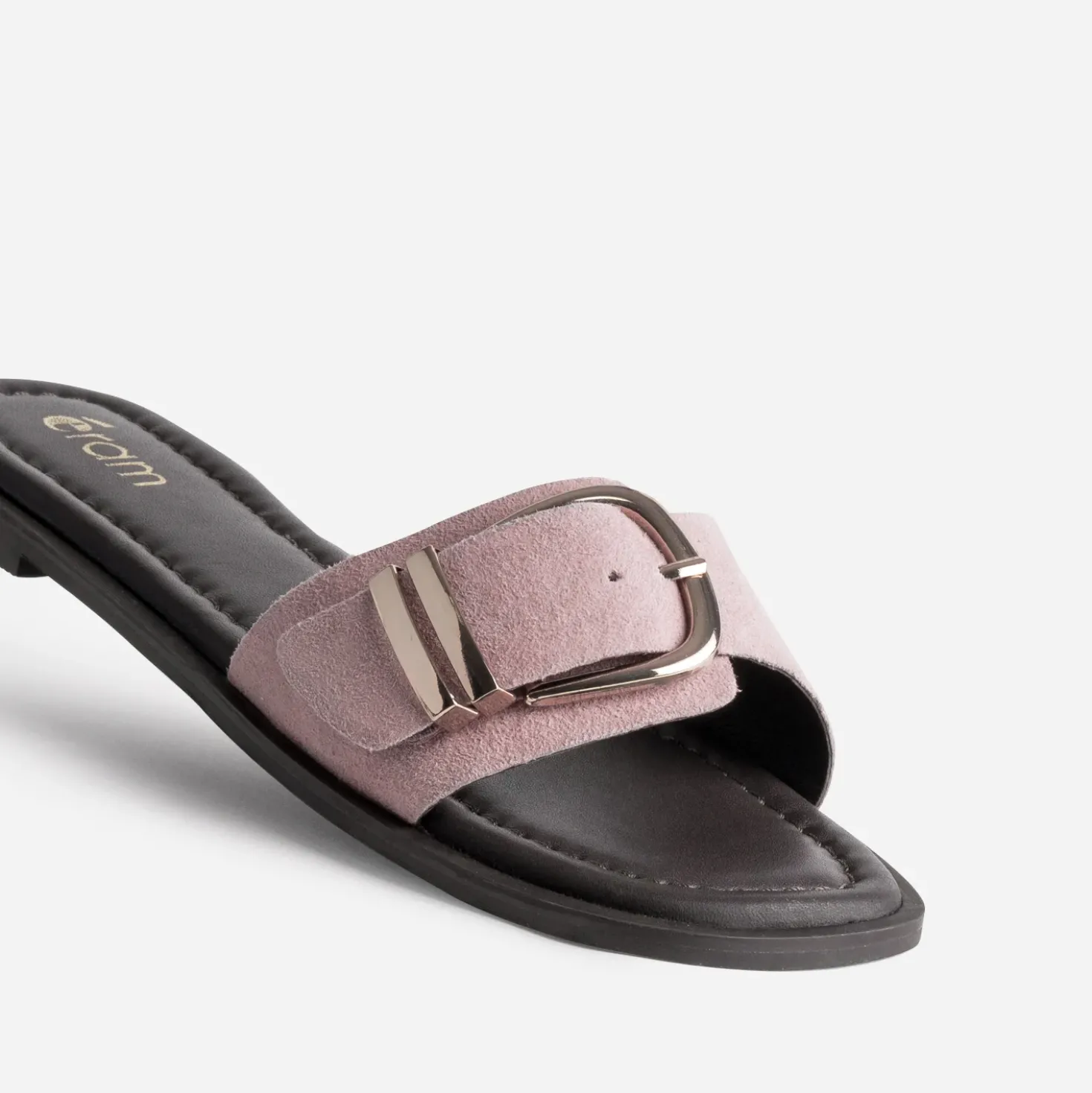 Mule rose cuir velours