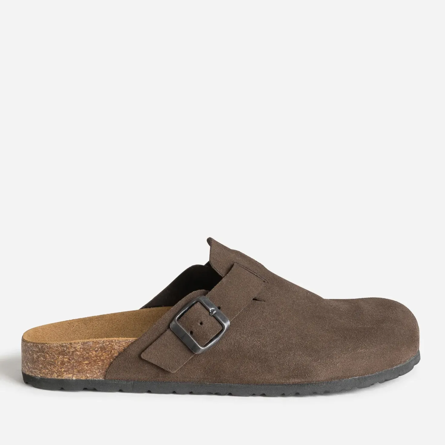 Mule-sabot anatomique marron cuir velours
