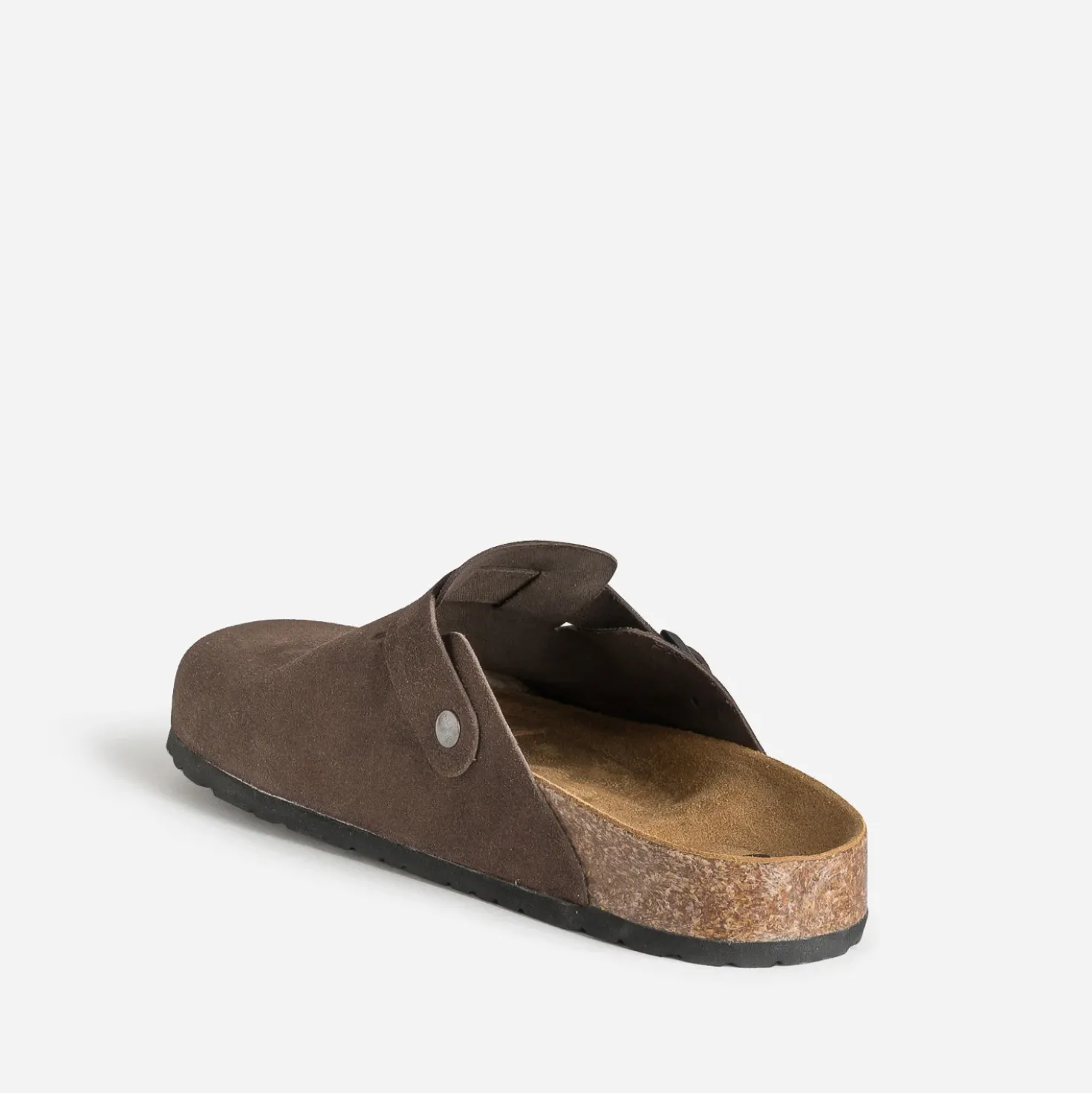 Mule-sabot anatomique marron cuir velours