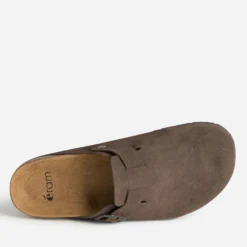 Mule-sabot anatomique marron cuir velours