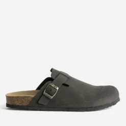 Mule-sabot anatomique marron cuir velours