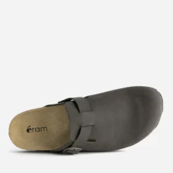 Mule-sabot anatomique marron cuir velours