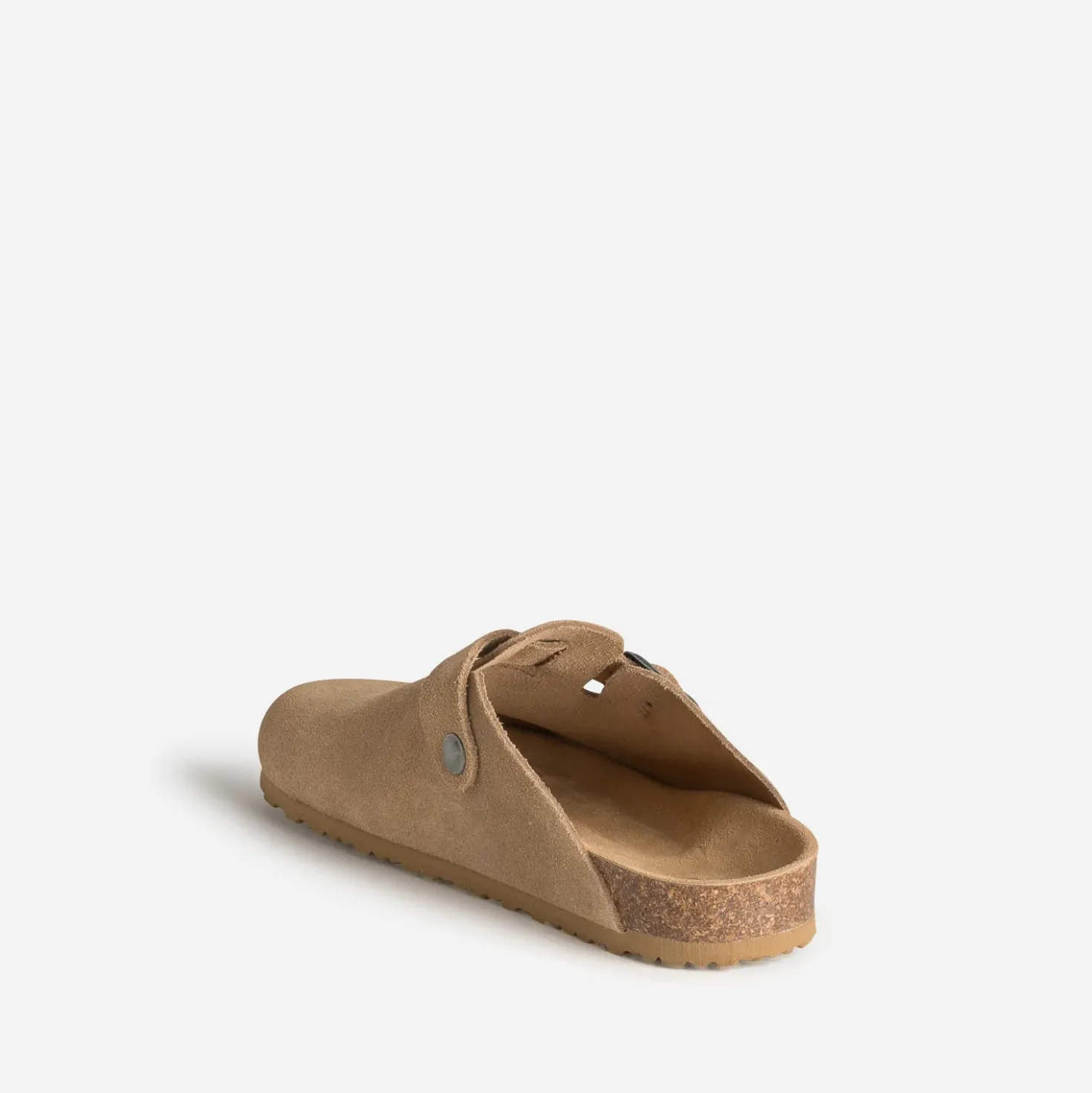 Mule-sabot beige cuir velours