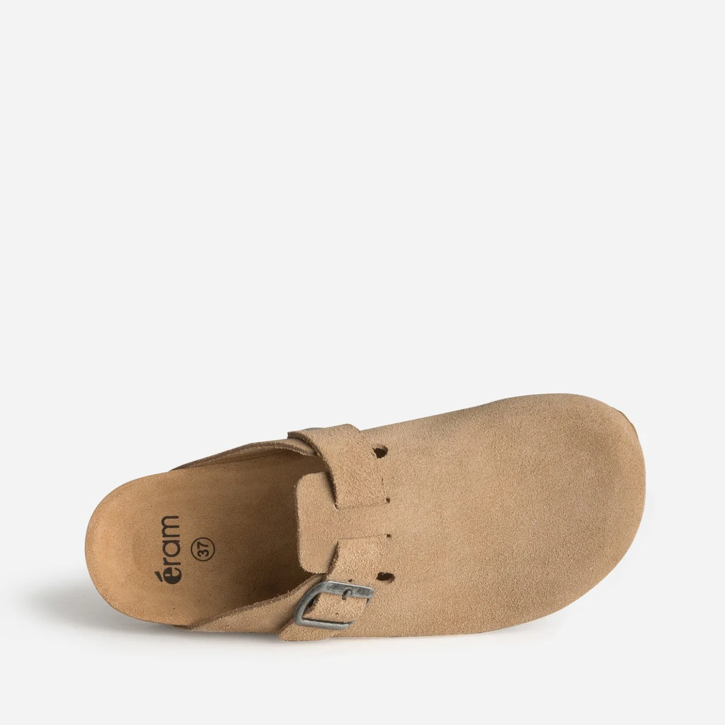 Mule-sabot beige cuir velours