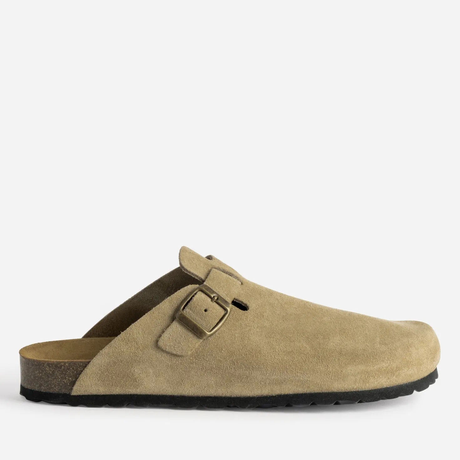Mule-sabot beige cuir velours