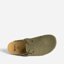 Mule-sabot kaki cuir velours