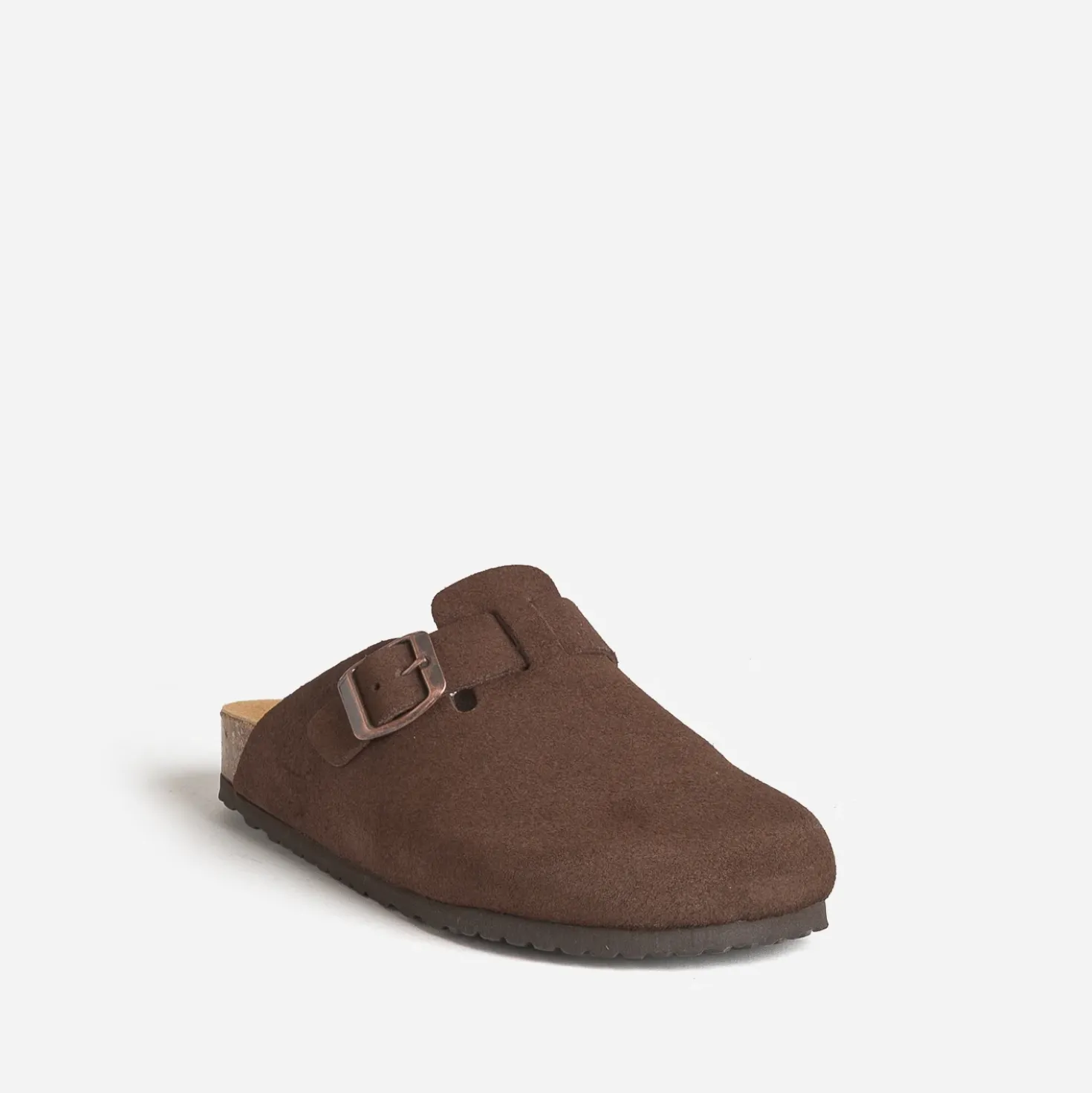 Mule-sabot marron cuir velours