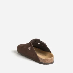 Mule-sabot marron cuir velours