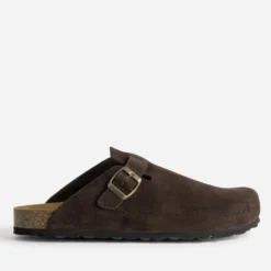 Mule-sabot marron cuir velours