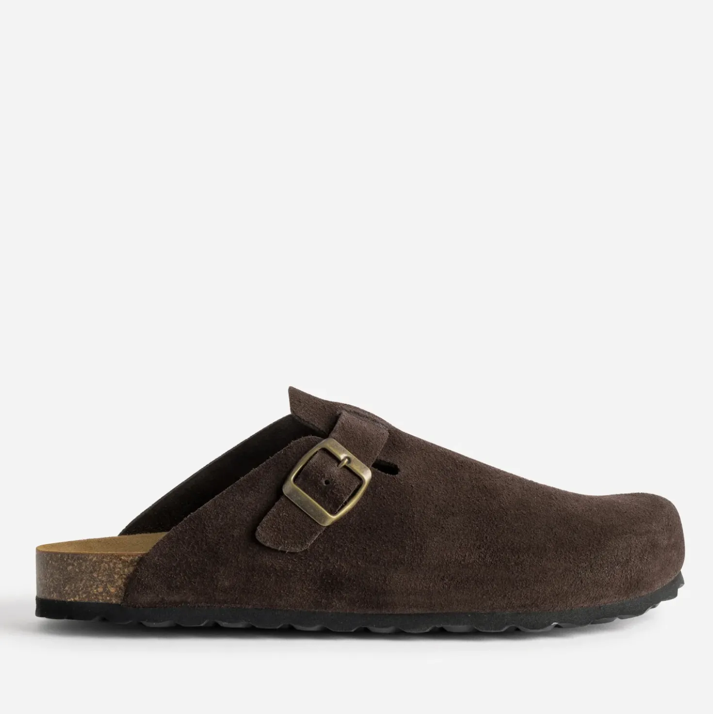 Mule-sabot marron cuir velours