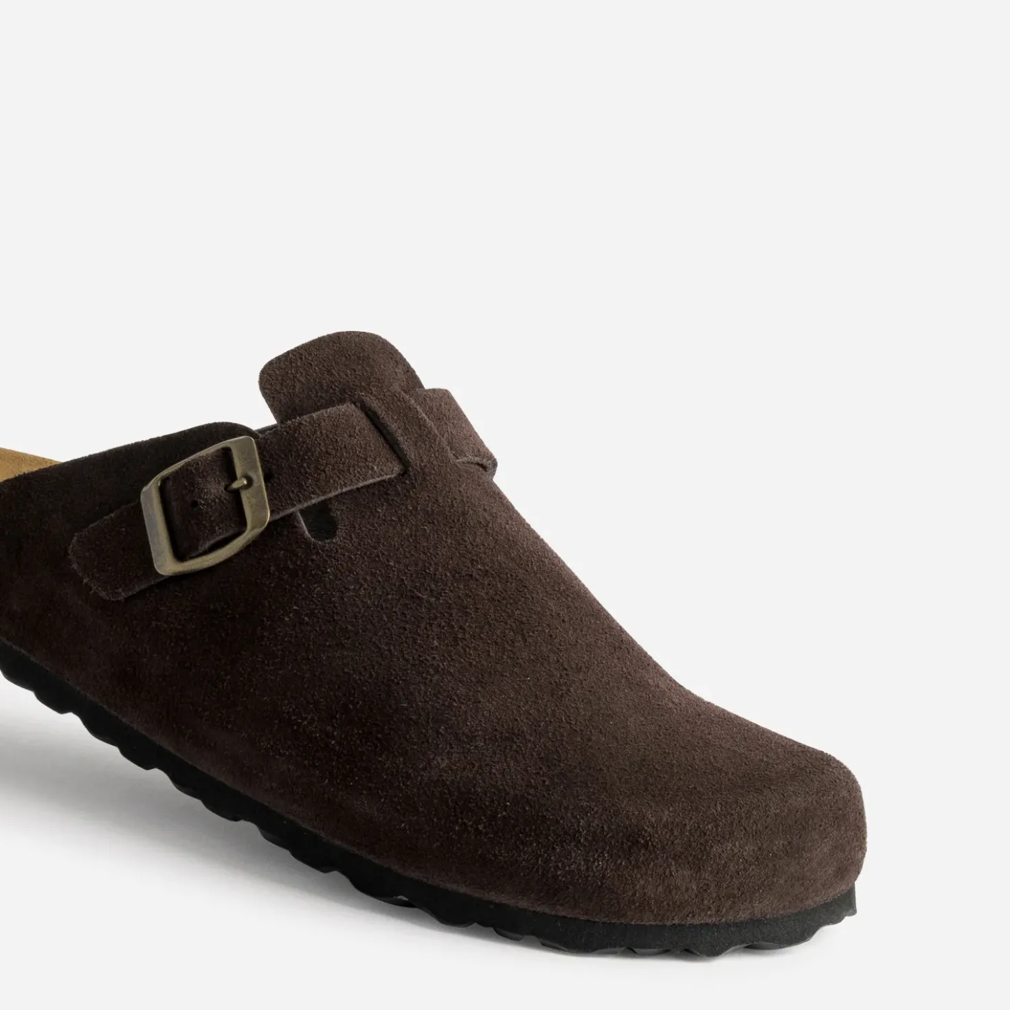 Mule-sabot marron cuir velours