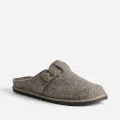 Mule-sabot taupe textile chiné