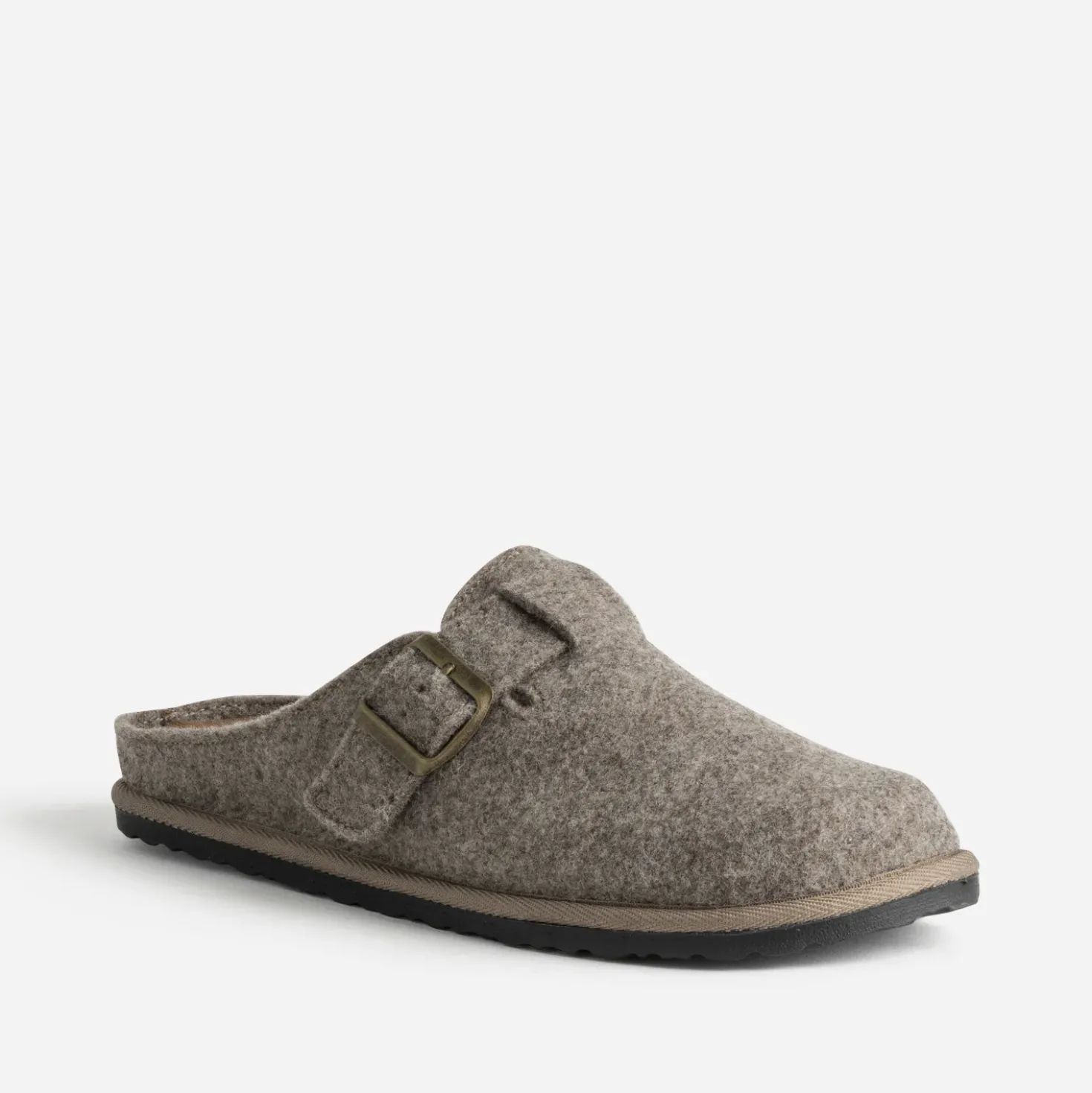 Mule-sabot taupe textile chiné