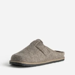 Mule-sabot taupe textile chiné